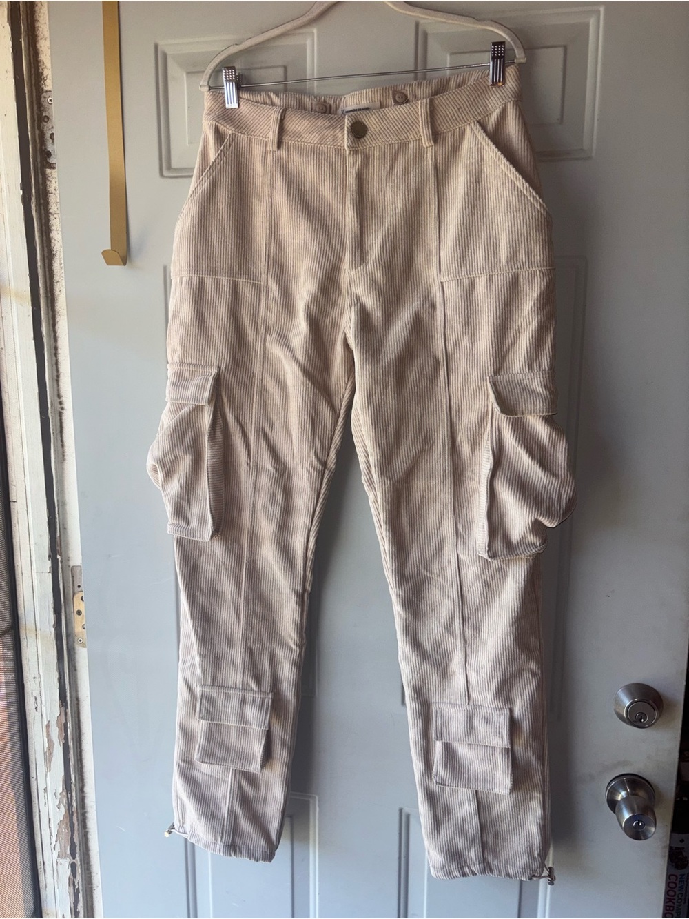 Maniere De Voir tan corduroy cargo pants size 10